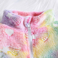 Girls Multicolor Self-Design Tie-Dye Pattern Hooded Zipper Jacket Coats & Jackets