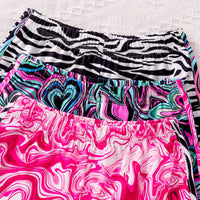 Girls Multicolour Abstract Print Knitted Shorts Pack Of 3 Shorts