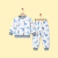 Boys Blue Dinosaur Printed Sweatshirt With Pants Sets 2 pc. Sets Blue 1-2 Y