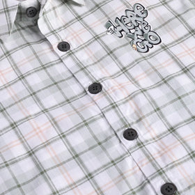 Boys Olive Checked Shirt With Printed T-Shirt And Twill Shorts Sets 3 pc. Sets