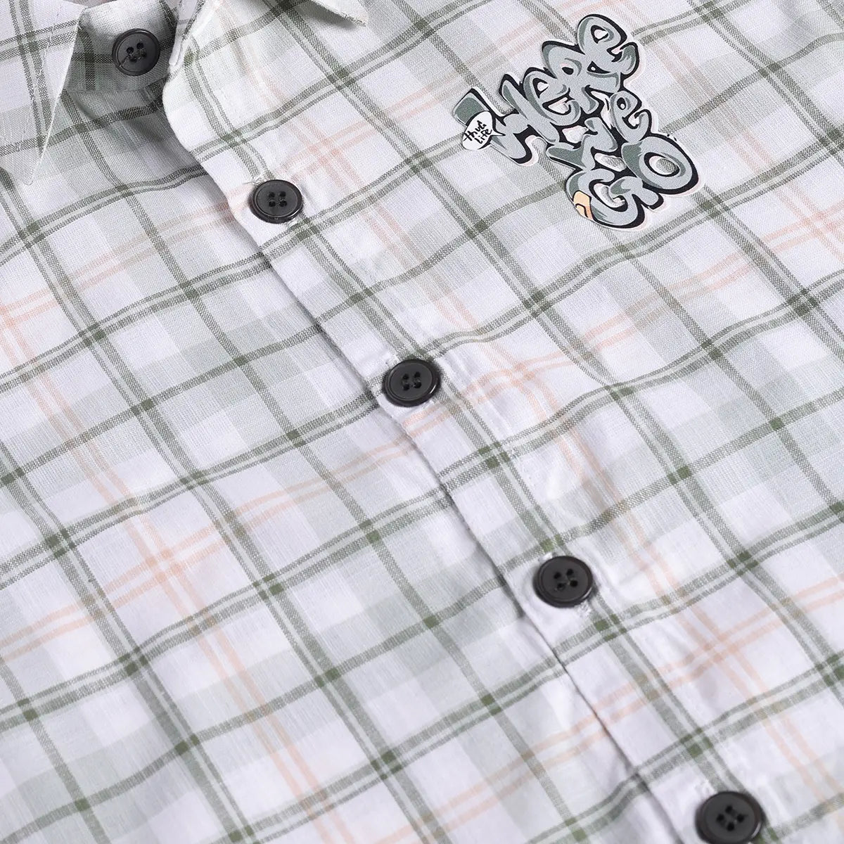 Boys Olive Checked Shirt With Printed T-Shirt And Twill Shorts Sets 3 pc. Sets