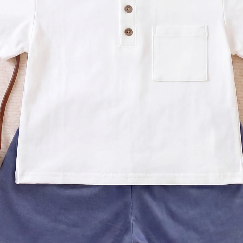 Boys White Short Sleeve T-Shirt With Elasticated Shorts Sets 2 pc. Sets
