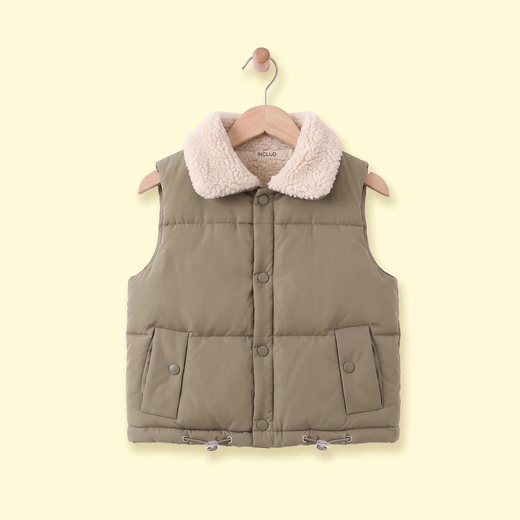 Boys Olive Green Sleeveless Puffer Jacket Coats & Jackets Olive 1-2 Y