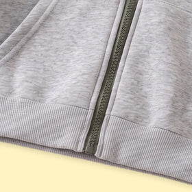 Boys Grey Embroidered Long Sleeve Hooded Jacket Coats & Jackets