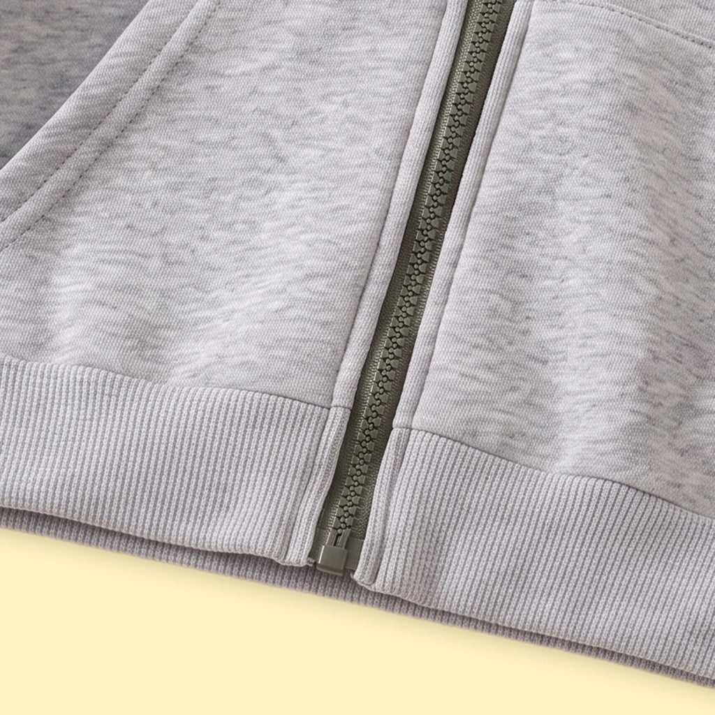 Boys Grey Embroidered Long Sleeve Hooded Jacket Coats & Jackets
