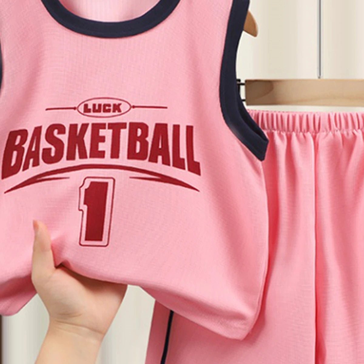 Boys Pink Sleeveless Basketball Typography T-Shirt With Shorts Sets 2 pc. Sets
