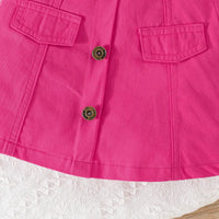 Girls Fuchsia Self-Design Crop Length Top With Skirt Sets 2 pc. Sets