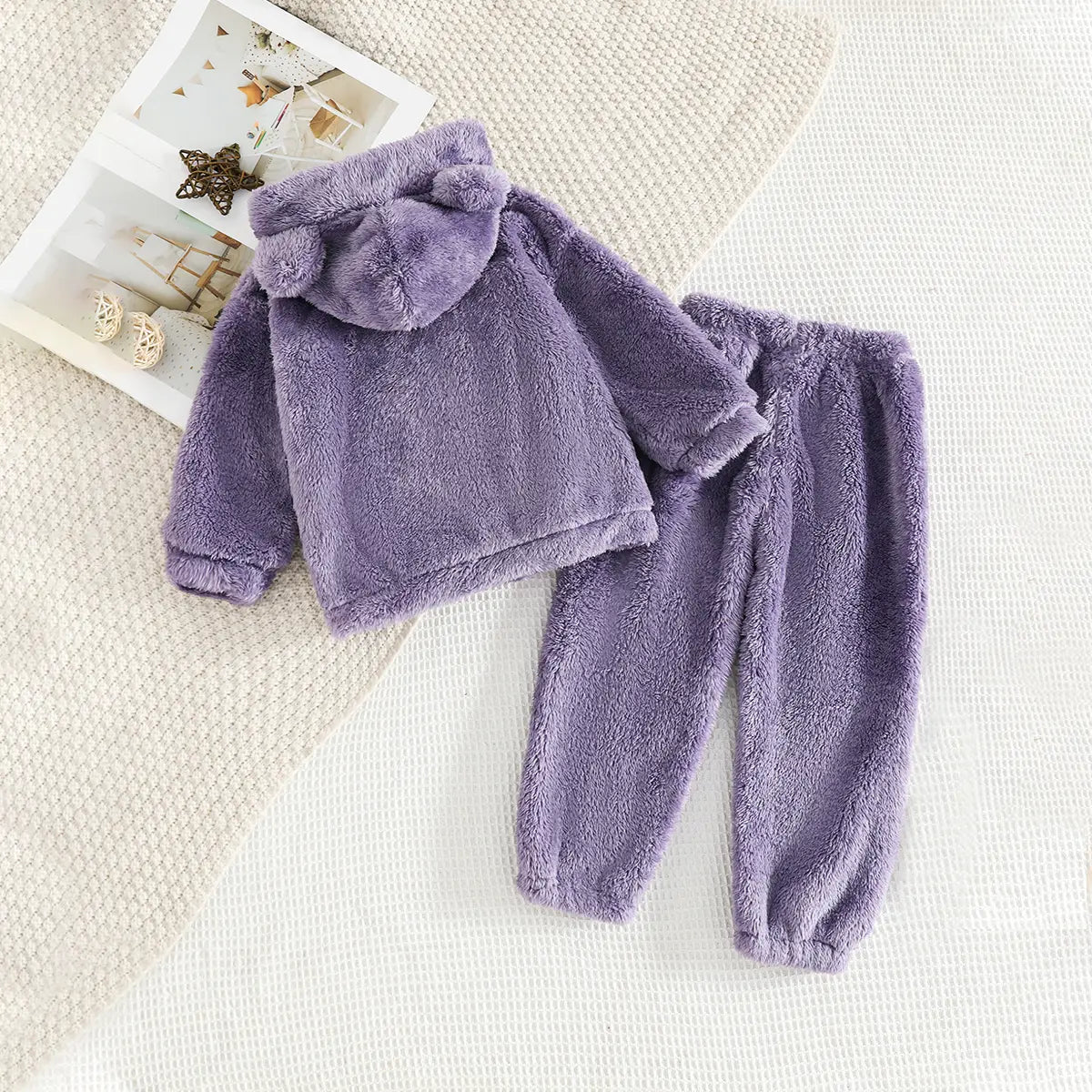 Girls Purple Polar Fleece Hooded Jacket With Jogger Co-ord Sets Sets