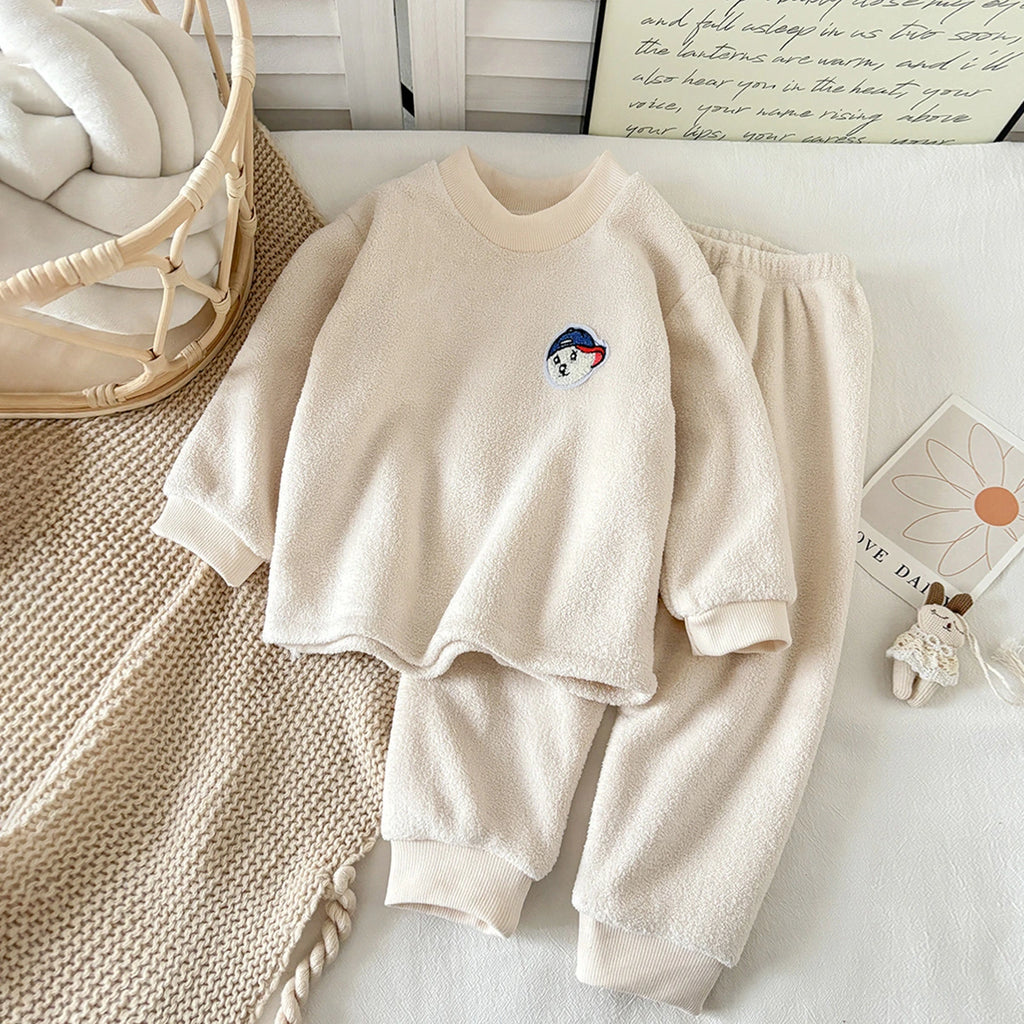 Girls Beige Long Sleeves T-Shirt With Jogger Co-ord Sets Sets