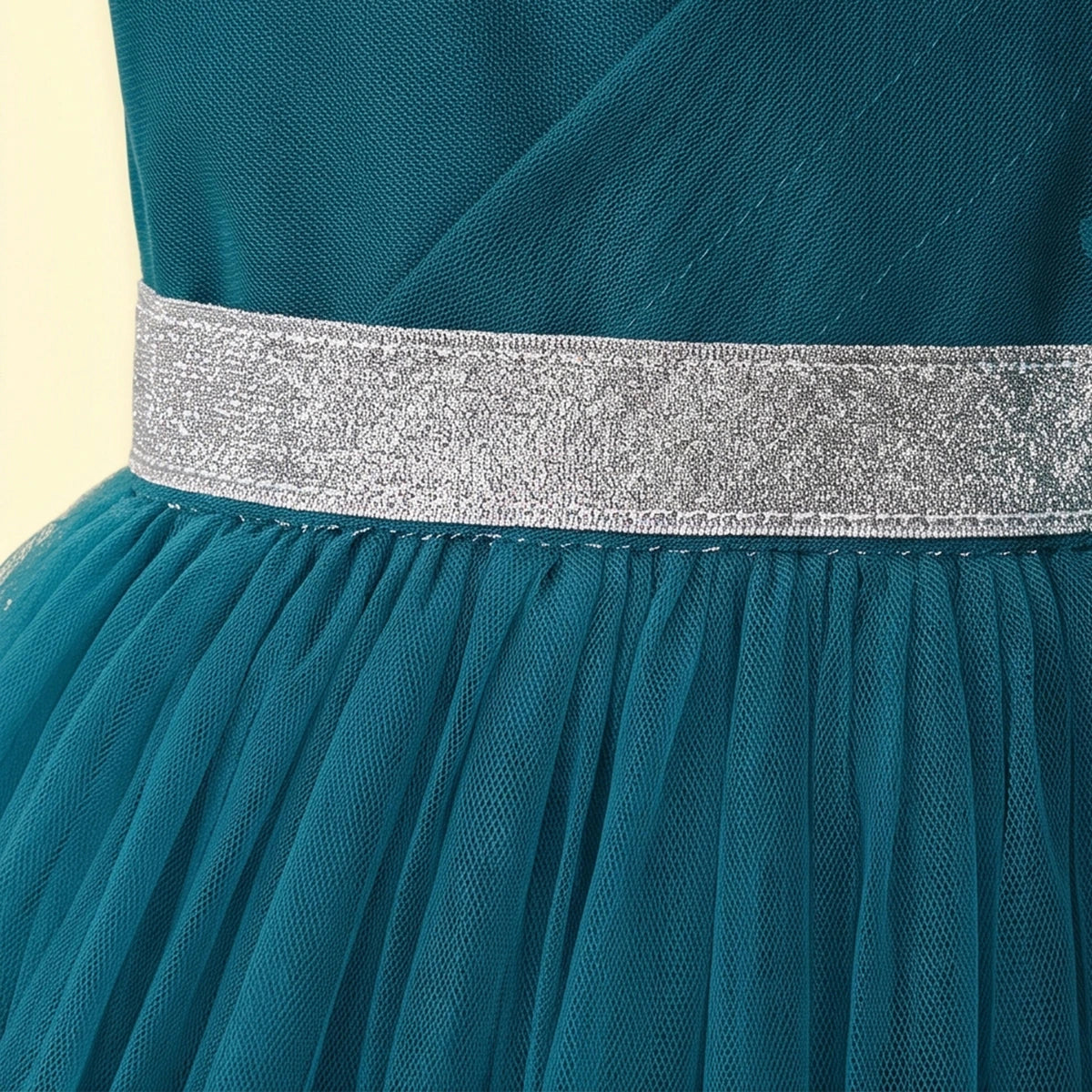 Girls Teal Floral Applique Fit & Flare Party Dress Party Dresses