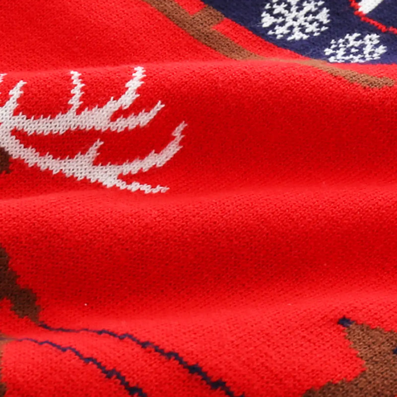 Boys Red Self-Design Christmas Themed Knitted Sweater Sweaters & Cardigans