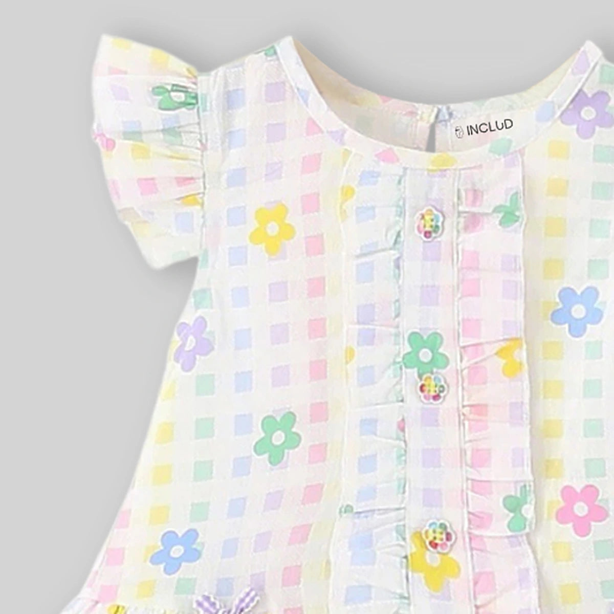 Girls Multicolor Floral Printed Ruffle Hem Drop-Waist Dress Casual Dresses