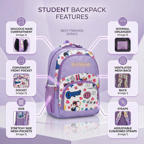 Girls Purple Emoji Print Polyester School Backpack Trending Accessories