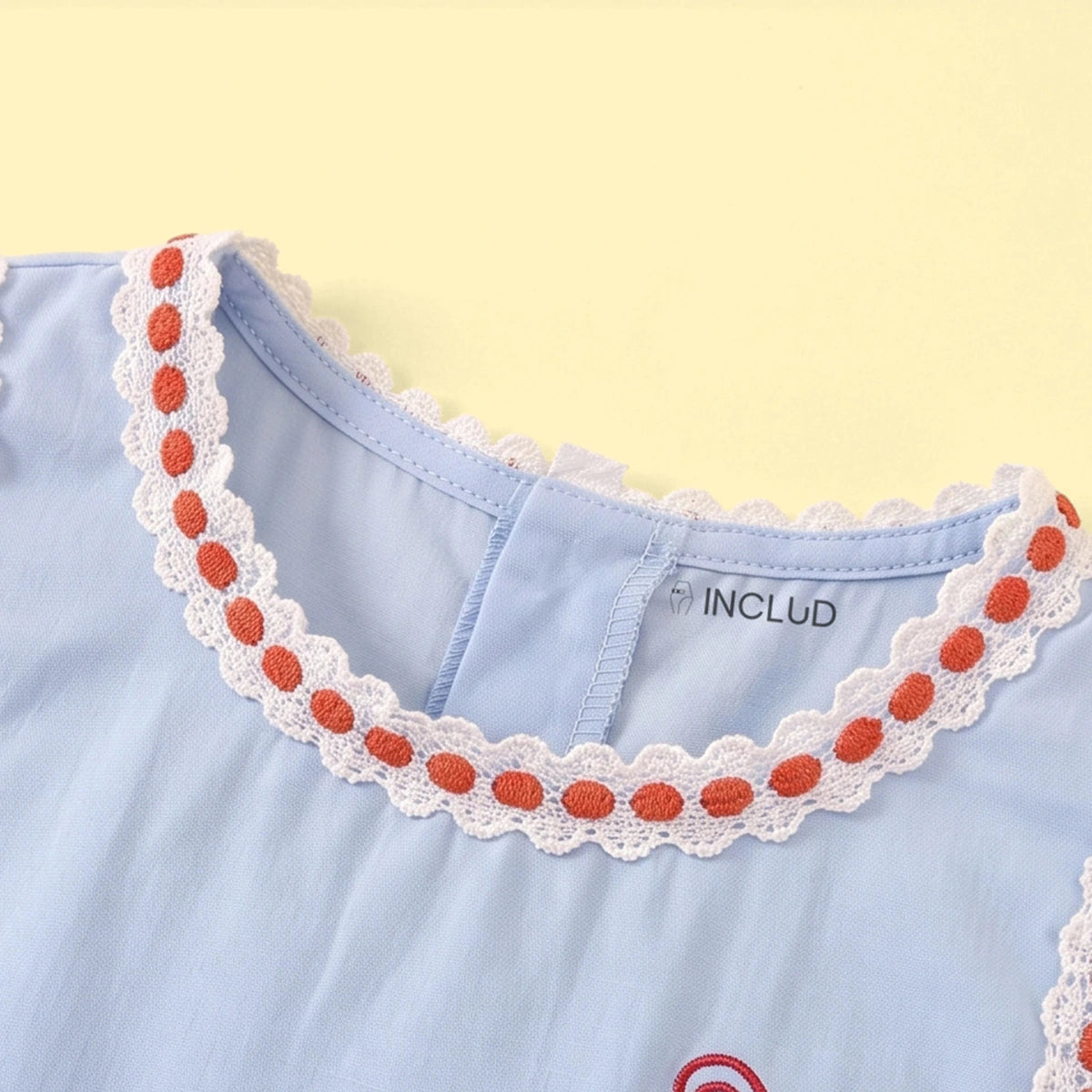Girls Light Blue Bear Embroidered Sleeveless Top with Pants Sets 2 pc. Sets