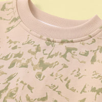 Boys Beige Abstract Print Sweatshirt With Denim Pants Sets 2 pc. Sets