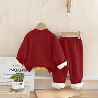 Girls Red 3D Bear Applique Sweatshirt With Jogger Co-ord Sets Sets