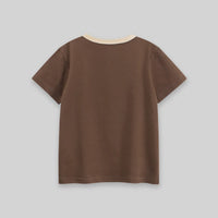 Boys Brown Cat Print Short Sleeve T-Shirt Tshirts