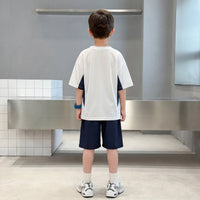 Boys White Typographic Print Drop Shoulder T-Shirt With Shorts Sets 2 pc. Sets