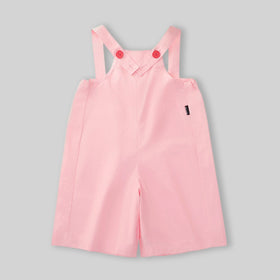 Girls Pink Solid Button Detail Sleeveless Dungaree Jumpsuits