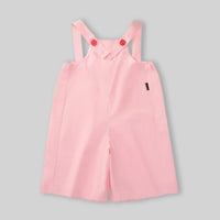 Girls Pink Solid Button Detail Sleeveless Dungaree Jumpsuits
