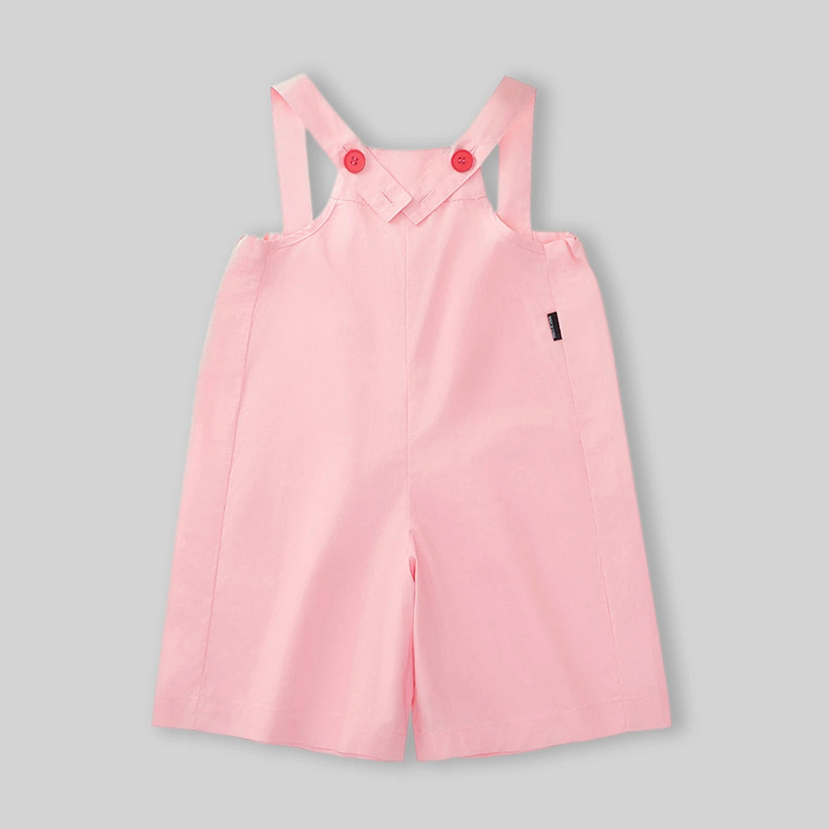 Girls Pink Solid Button Detail Sleeveless Dungaree Jumpsuits