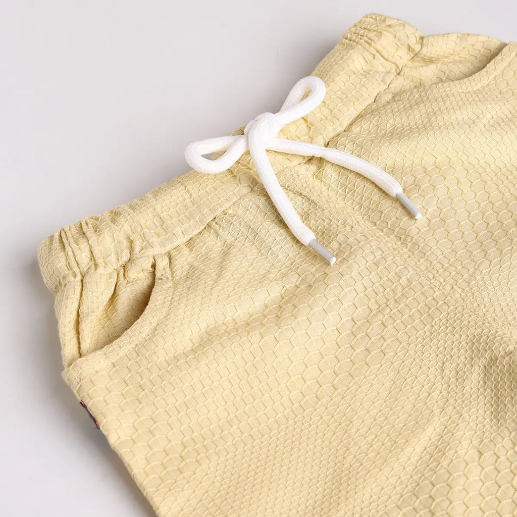 Boys Yellow Smiley Applique Short Sleeve Shirt With Shorts Sets 2 pc. Sets