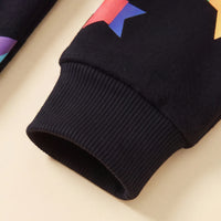 Boys Black Star Print Round Neck Sweatshirt Sweatshirts & Hoodies