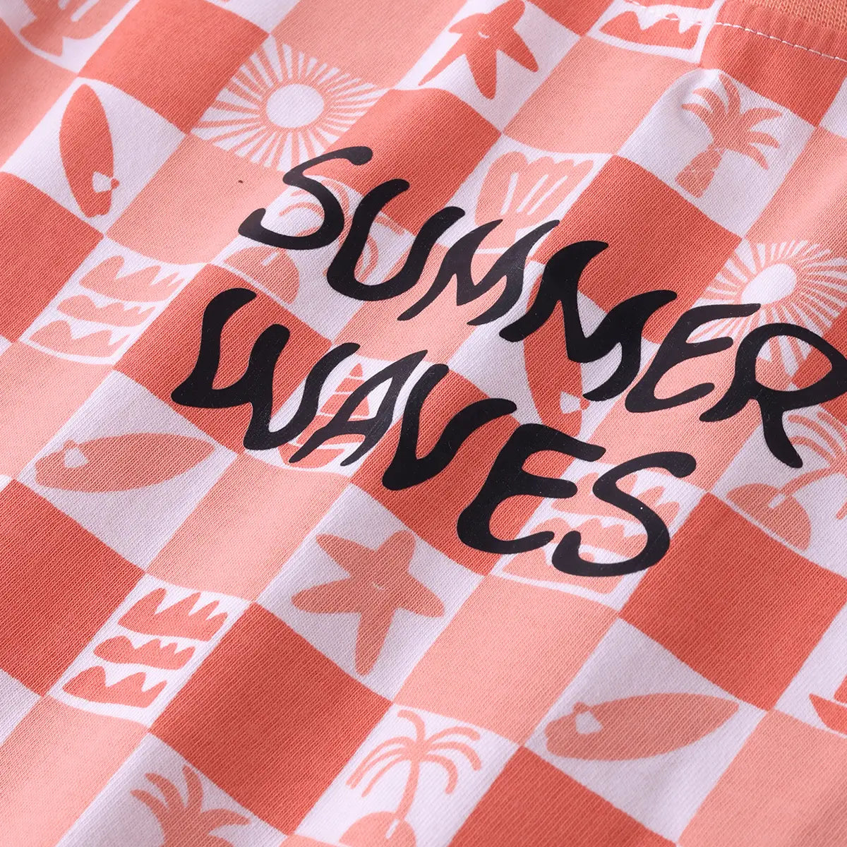 Boys Red Typographic Printed Short Sleeve T-Shirt With Drawstring Shorts Sets Sets