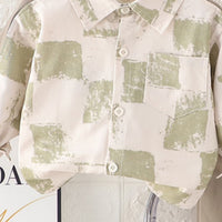 Boys Green Abstract Printed Shirt With Pants Set 2 pc. Sets