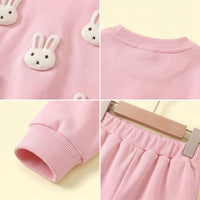 Girls Pink Rabbit Applique Sweatshirt & Joggers Sets Sets