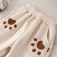Boys Beige Animal Applique Regular Sweatshirt With Trouser Sets 2 pc. Sets
