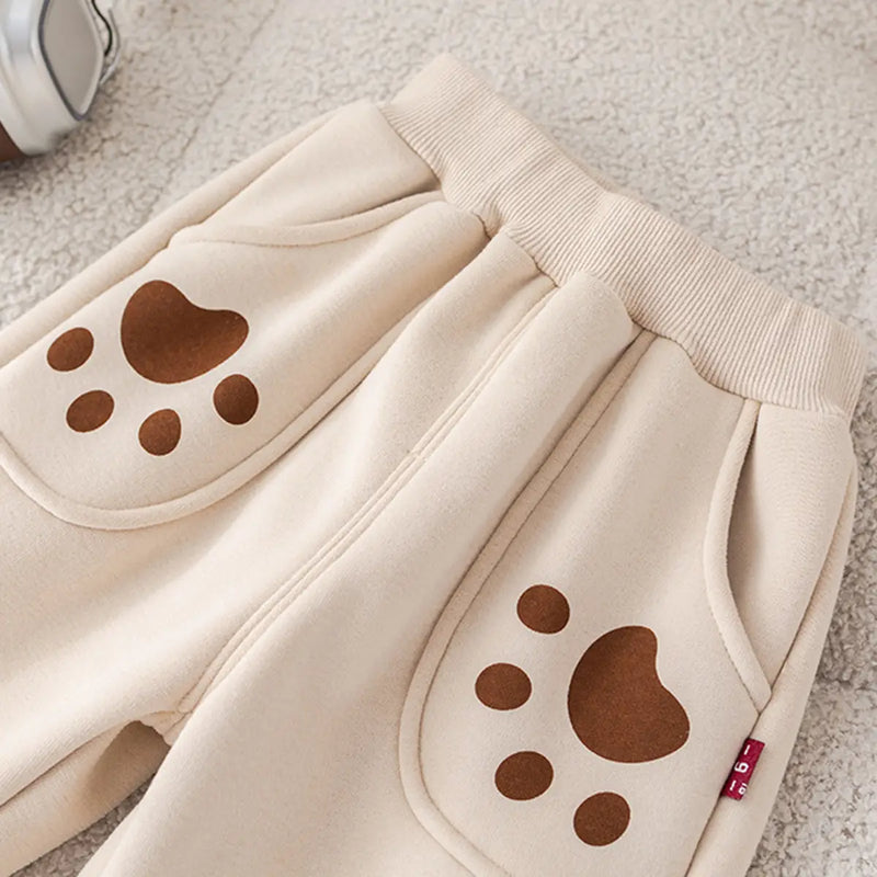 Boys Beige Animal Applique Regular Sweatshirt With Trouser Sets 2 pc. Sets