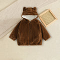 Girls Brown Polar Fleece Hooded Zipper Jacket Coats & Jackets Brown 1-2 Y