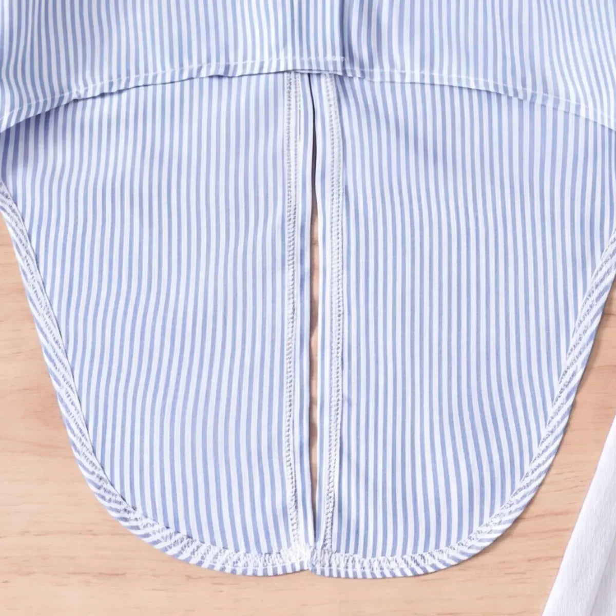 Girls Light Blue Striped High-Low Top With Pants Sets Sets