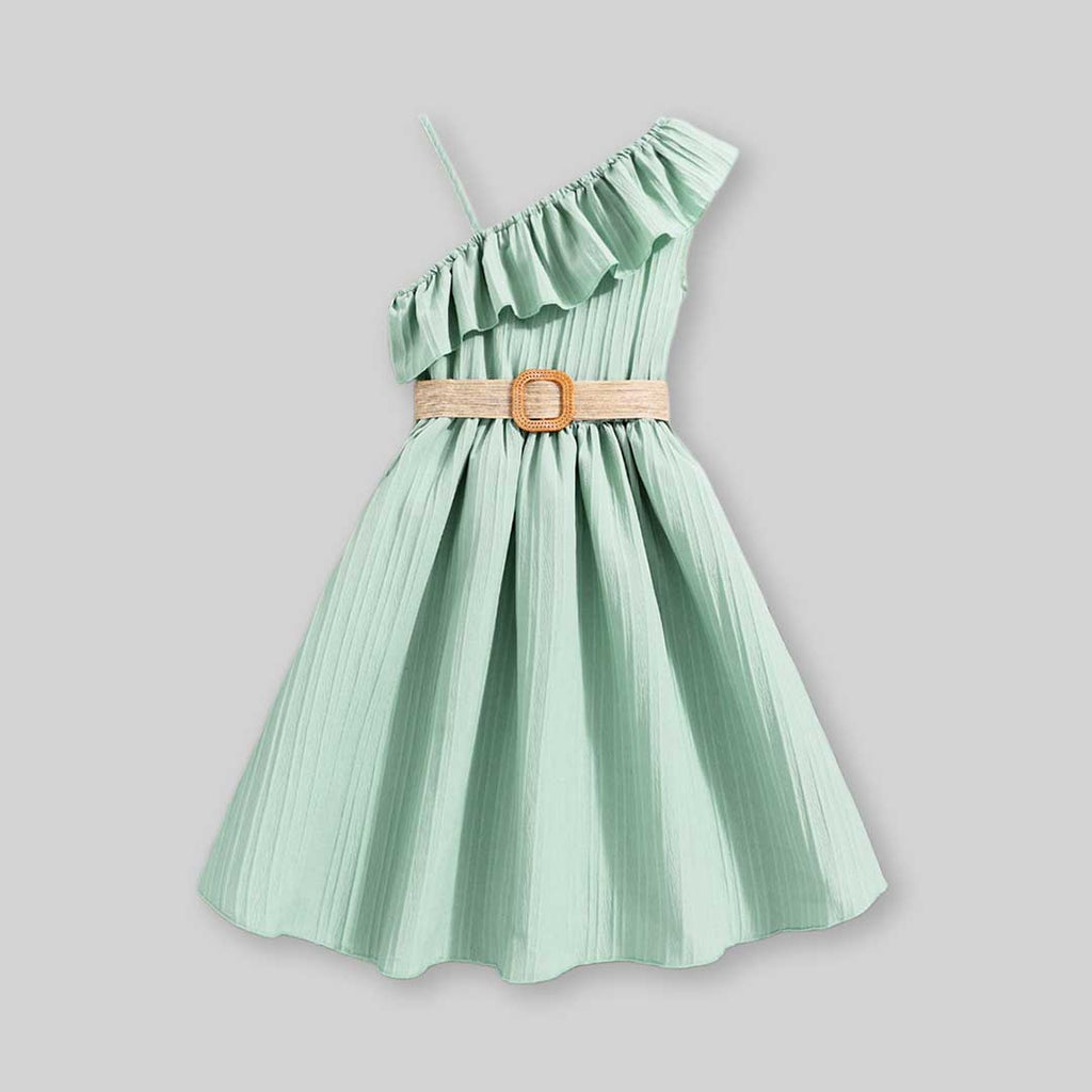 Girls One Shoulder Fit & Flare Dress Casual Dresses   