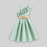Girls One Shoulder Fit & Flare Dress Casual Dresses   