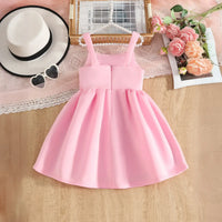 Girls Pink Flower Applique Fit & Flare Party Wear Dress Party Dresses