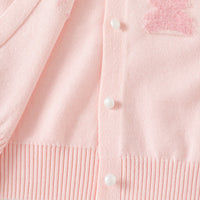 Girls Light Pink Self-Design Winter Cardigan Sweaters & Cardigans