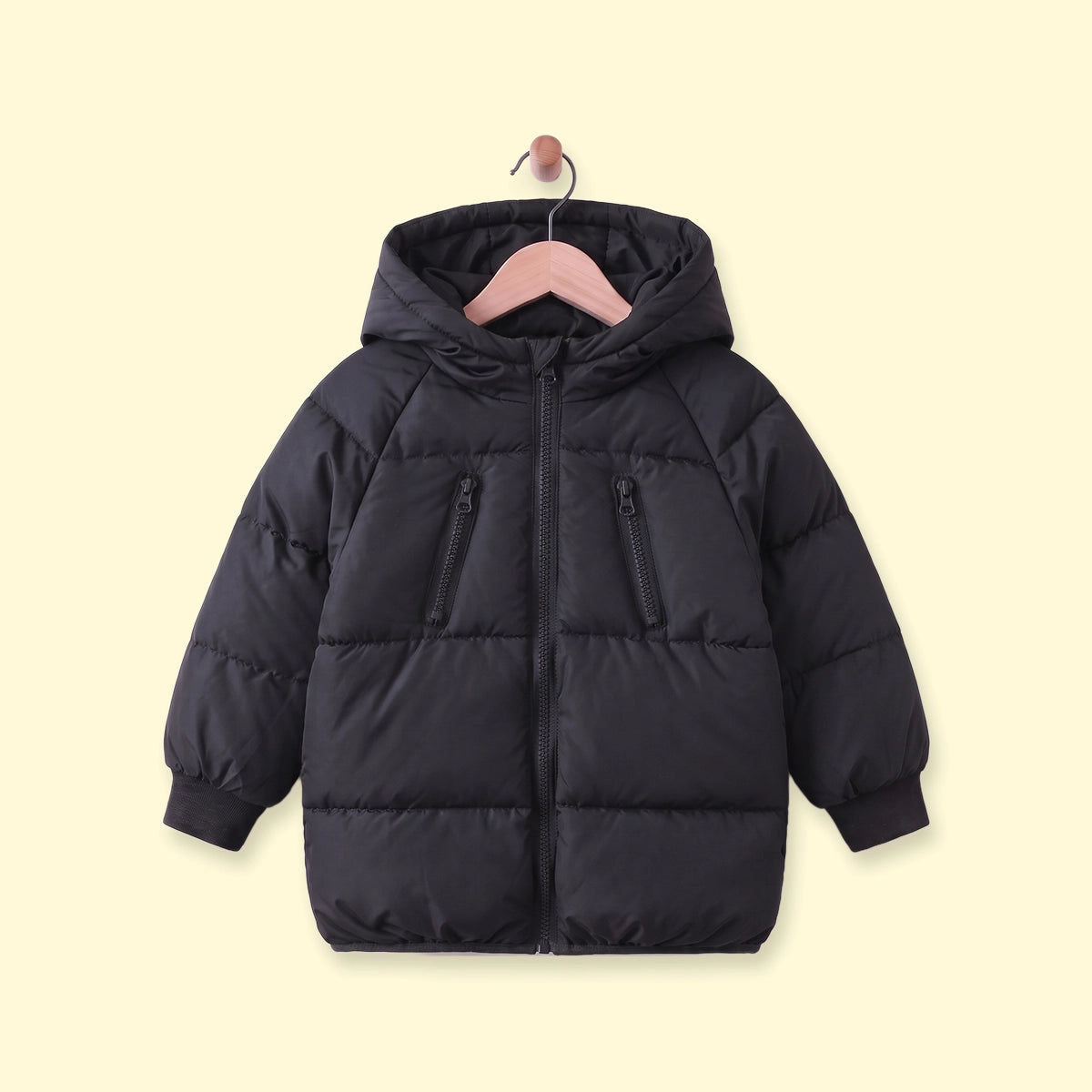 Boys Black Quilted Hooded Zip-up Jacket Coats & Jackets Black 1-2 Y