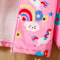 Girls Pink Unicorn Hooded Zipper Fleece Jacket Coats & Jackets