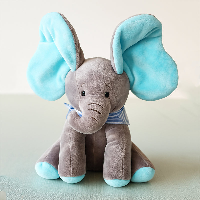 Kids Blue Peek-a-Boo Electric Singing Elephant Plush Toy Trending Accessories Blue Onesize
