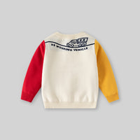 Boys Multicolor Regular Sweater With Self-Design Crane Cartoon Patterns Sweaters & Cardigans