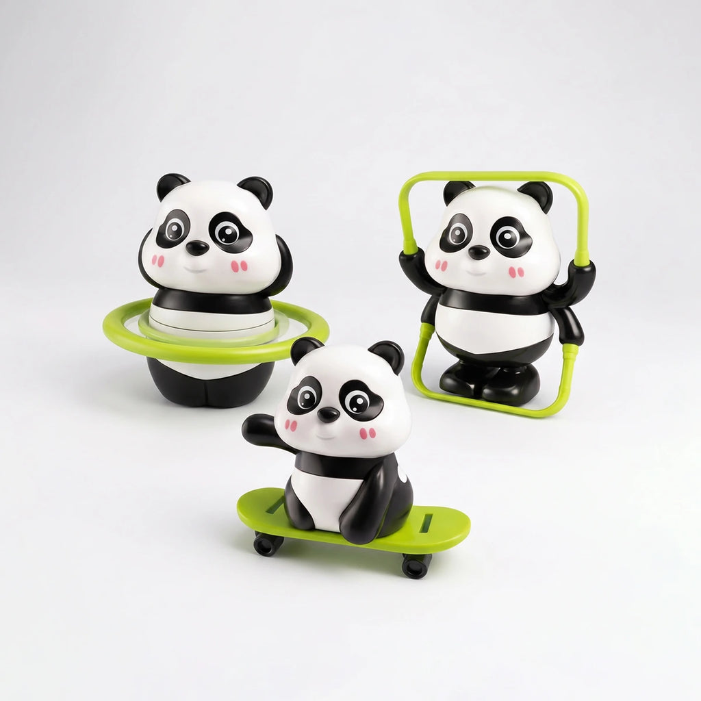 3 Naughty Pandas, Unlimited Fun, 3 in-1 Moving Panda Toy Set for Kids Trending Accessories White Onesize
