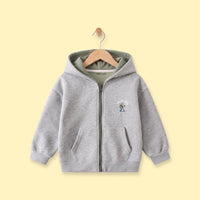 Boys Grey Embroidered Long Sleeve Hooded Jacket Coats & Jackets Grey 1-2 Y