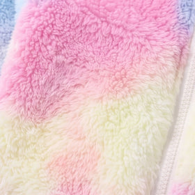 Girls Pink Tie & Dye Fuzzy Hooded Jacket Coats & Jackets