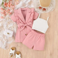 Girls Pink Short Sleeve Blazer Dress With Cami Top And Shorts Sets 3 pc. Sets Pink 3-4 Y