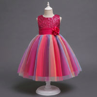 Girls Red Sequin Embellished Fit & Flare Party Wear Dress With Flower Applique Party Dresses Red 2-3 Y