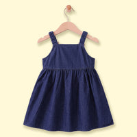 Girls Dark Blue Sleeveless Pinafore Dress Casual Dresses