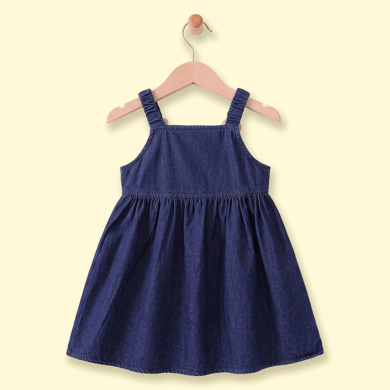 Girls Dark Blue Sleeveless Pinafore Dress Casual Dresses