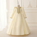 Girls Cream Embroidered Fit & Flare Dress With Long Sleeves Casual Dresses Cream 3-4 Y